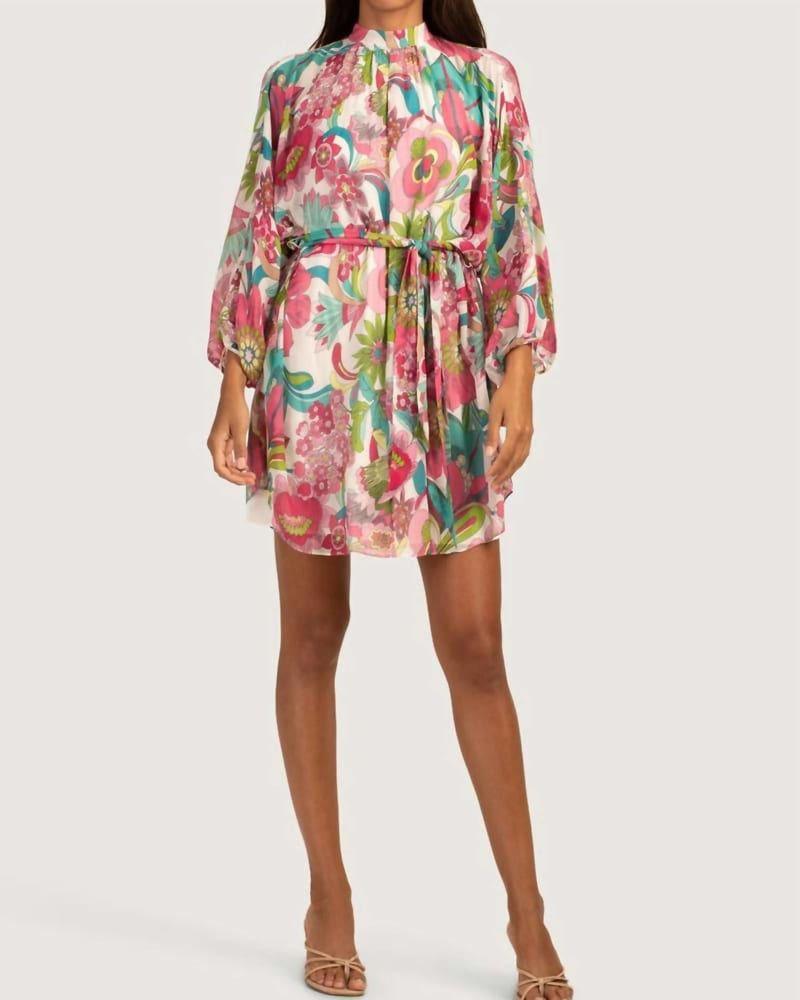 Front of a model wearing a size L Art Dress in Multi in Multi by Trina Turk. | dia_product_style_image_id:339413